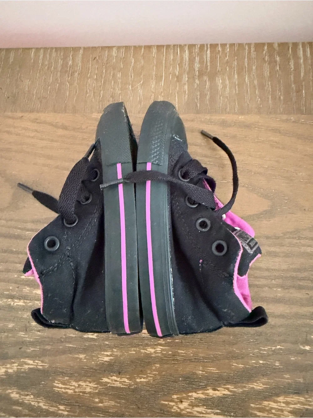 Converse Kids Black High-Top Sneakers with Pink Lining